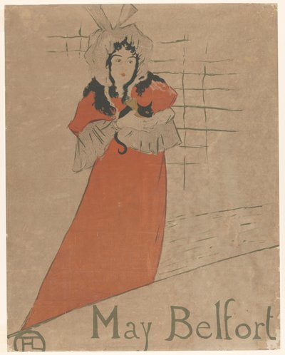May Belfort z kotem w ramionach Maj Belfort (tytuł na obiekcie) autorstwa Henri de Toulouse Lautrec