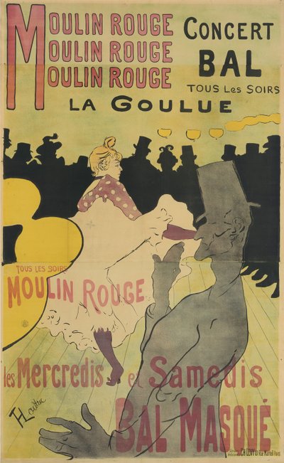 Moulin Rouge, La Goulue, 1891 autorstwa Henri de Toulouse Lautrec