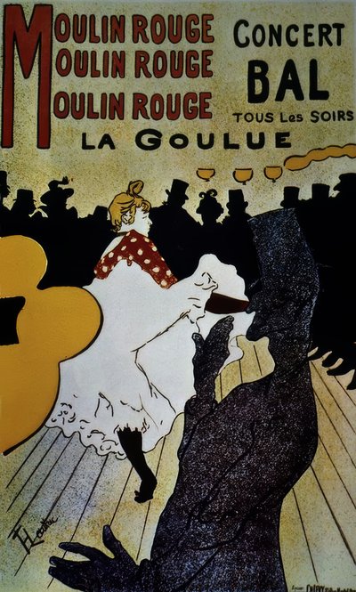 Moulin Rouge: La Goulue - 1891 - 191 × 117 cm - kolorowa litografia autorstwa Henri de Toulouse Lautrec