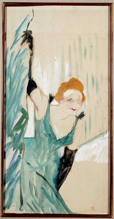 Portret francuskiej śpiewaczki Yvette Guilbert (1867-1944) pozdrawiającej publiczność Litografia Henri de Toulouse Lautrec (1864-1901) 1894. Wym. 0,48x0,28m. Muzeum Henri de Toulouse-Lautrec, Albi autorstwa Henri de Toulouse Lautrec