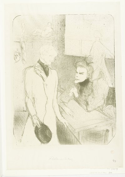 Portret van aktorki Marthe Brandès jako aktor Charles le Bargy w toneelstuk Les Cabotins Brandès i Bargy w Cabotins autorstwa Henri de Toulouse Lautrec