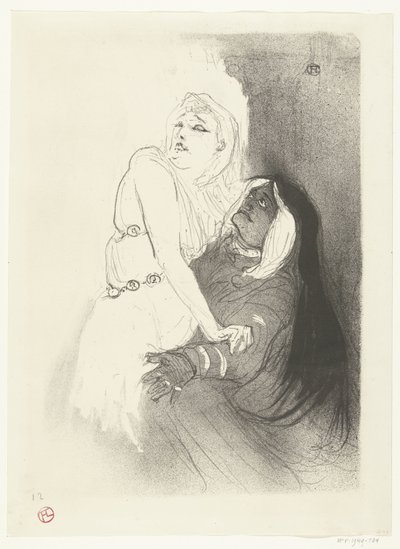 Portret van aktorki Sarah Bernhardt w toneelstuk Fedre (Fedra) W okresie renesansu. Sarah Bernhardt w Fedrai autorstwa Henri de Toulouse Lautrec
