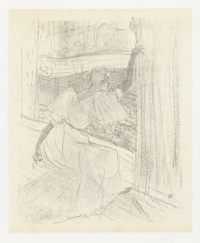 Portret van aktorka Yvette Guilbert buigend voor het publishingk Yvette Guilbert wita publiczność Yvette Guilbert: seria angielska (tytuł serii) autorstwa Henri de Toulouse Lautrec