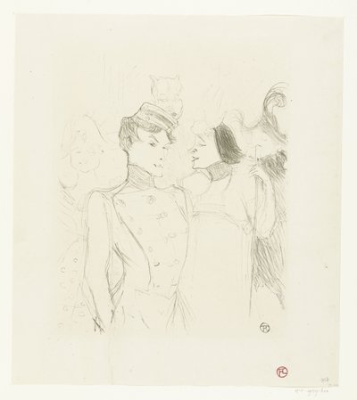 Portret aktorek Marcelle Lender en Eve Lavallière in een revue in het Théâtre des Variétés Pożyczkodawca i Lavalliere autorstwa Henri de Toulouse Lautrec