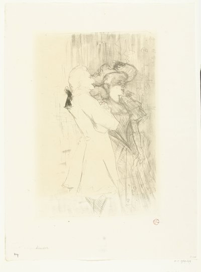 Portret piosenkarki Marcelle Lender i piosenkarki Numy Auguez w operetce La Chanson de Fortunio Pożyczkodawca i Aguez autorstwa Henri de Toulouse Lautrec
