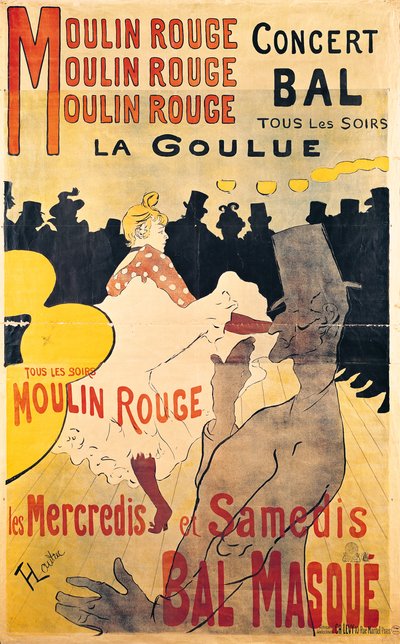 Plakat reklamujący „La Goulue” w Moulin Rouge autorstwa Henri de Toulouse Lautrec