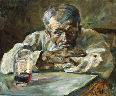 Alkoholik, Ojciec Mathias; W butiku, Chateau du Bosc: Pijący, Ojciec Mathias, 1882 autorstwa Henri de Toulouse Lautrec