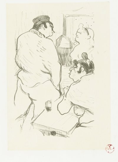 Dwie kobiety i mężczyzna w burdelu La Terror de Grenelle autorstwa Henri de Toulouse Lautrec