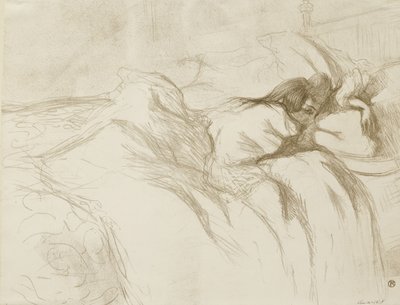 Leżąca kobieta - budzi się, 1896 autorstwa Henri de Toulouse Lautrec