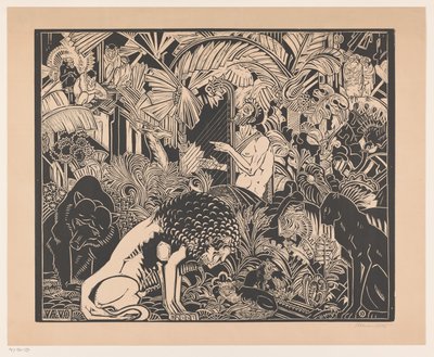 Orfeusz gra na harfie dla zwierząt autorstwa Henri van der Stok (signed by artist)