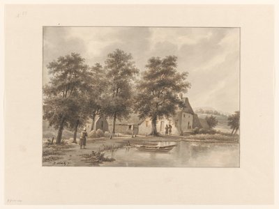 Widok na farmę na wodzie autorstwa Henricus Franciscus Wiertz (signed by artist)