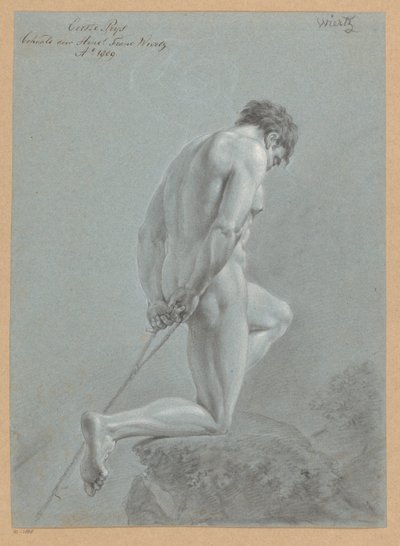 Klęczący akt męski, widok z boku (I nagroda 1809) autorstwa Henricus Franciscus Wiertz