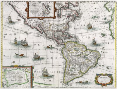 Mapa Ameryk, 1631 autorstwa Henricus Hondius II
