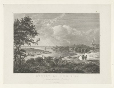 Widok na Ren poniżej Arnhem Widok na Ren (tytuł na obiekcie) Sceny z okolic miasta Arnhem (tytuł serii) autorstwa Henricus Wilhelmus Couwenberg