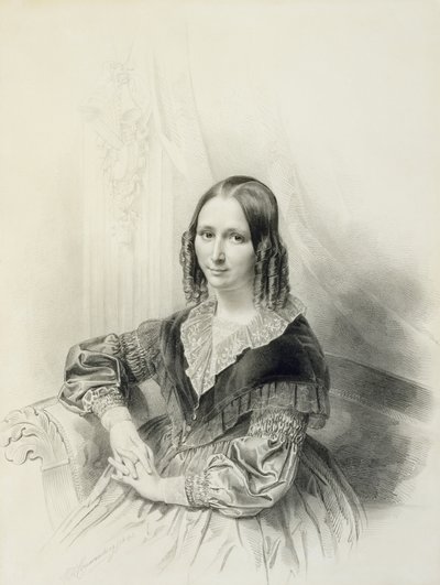 Portret Suzanne Herckenrath, 1843 (kreda, estompe, ołówek, akwarela) autorstwa Henricus Wilhelmus Couwenberg