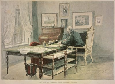 Książę Bismarck w swoim gabinecie w Friedrichsruh, c.1890 autorstwa Henriette Deppermann