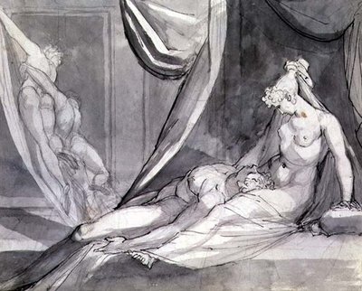 Ciało Sarpedona sprowadzone do domu przez Śmierć i Sen („Iliada”, księga XVII, 682) autorstwa Johann Heinrich Füssli