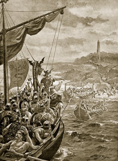 Atak Duńczyków na Irlandię, ilustracja z „Hutchinson