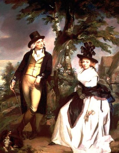 Portret kobiety siedzącej i jej męża stojącego autorstwa Henry (attr. to) Singleton