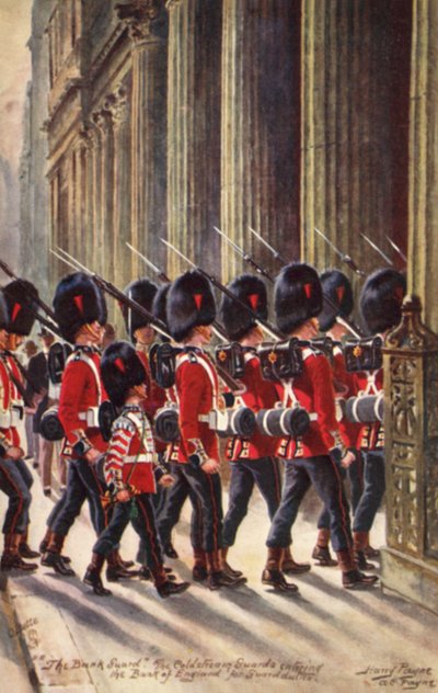 Straż Coldstream wkraczająca do Banku Anglii na straży autorstwa Henry A. Payne