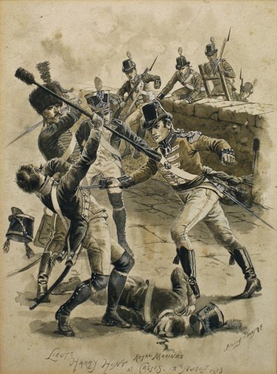 Porucznik Harry Hunt Royal Marines w Cassis w dniu 18 sierpnia 1813 r. autorstwa Henry A. Payne