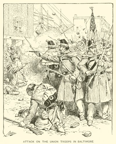 Atak na oddziały Unii w Baltimore (lito) autorstwa Henry Alexander (after) Ogden