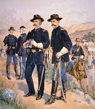 Generał brygady Nelson A. Miles, oficerowie liniowi i zwerbowali mnie w stroju kampanii z 1888 r. (kolor lito) autorstwa Henry Alexander (after) Ogden