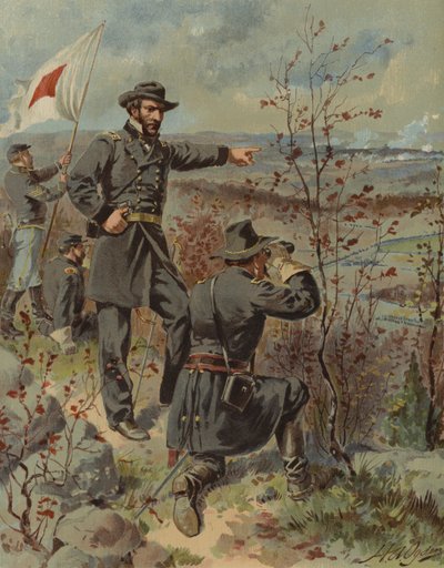 Generał Sherman w Kenesaw Mountain, Georgia, wojna secesyjna, 4 października 1864 (chromolitho) autorstwa Henry Alexander (after) Ogden