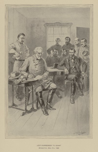 Poddanie Lee Grantowi, Appomattox, Wirginia, 9 kwietnia 1865 (lito) autorstwa Henry Alexander (after) Ogden