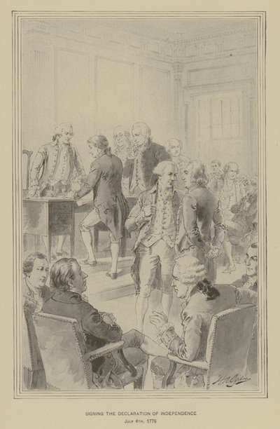 Podpisanie Deklaracji Niepodległości, 4 lipca 1776 (lito) autorstwa Henry Alexander (after) Ogden