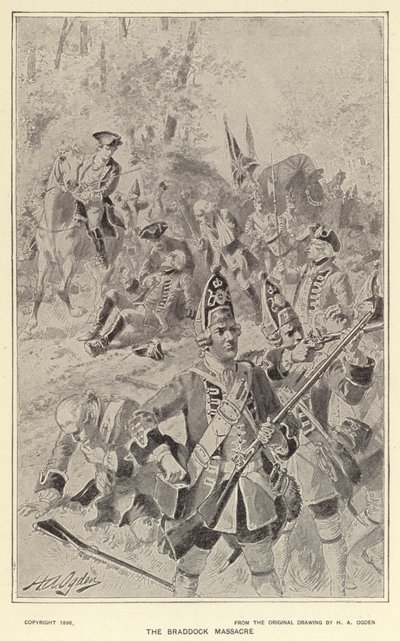 Masakra w Braddocku (litografia) autorstwa Henry Alexander (after) Ogden