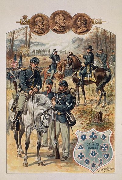 Mundury Unii i Odznaki Korpusu (akwarela na papierze) autorstwa Henry Alexander Ogden
