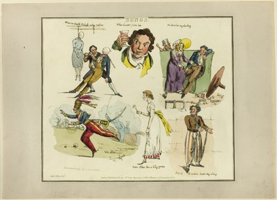 Płyta z ilustracjami do popularnych piosenek autorstwa Henry Alken