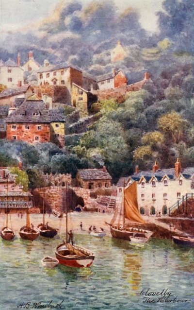 Port, Clovelly (kolorowa litografia) autorstwa Henry B. (after) Wimbush