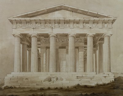 Świątynia Hefajstosa, Ateny (sepia wc na papierze) autorstwa Henry Bailey