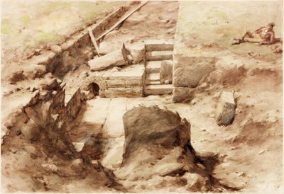 Bremenium, High Rochester w Redesdale (ołówek i akwarela na papierze (wklejone na karton)) autorstwa Henry Burdon Richardson