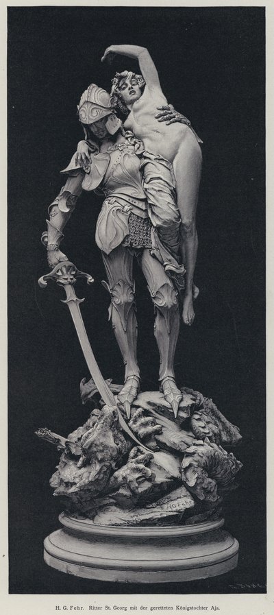 Święty Jerzy i uratowana panna (rycina) autorstwa Henry Charles Fehr