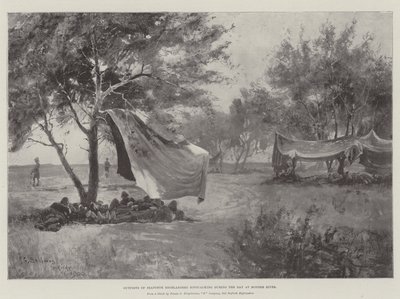 Posterunki górali Seaforth biwakujące w ciągu dnia nad Modder River autorstwa Henry Charles Seppings Wright