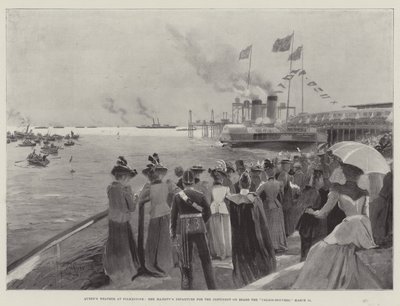 Pogoda dla królowej w Folkestone, wyjazd Jej Królewskiej Mości na kontynent na pokładzie statku Calais-Douvres, 11 marca autorstwa Henry Charles Seppings Wright