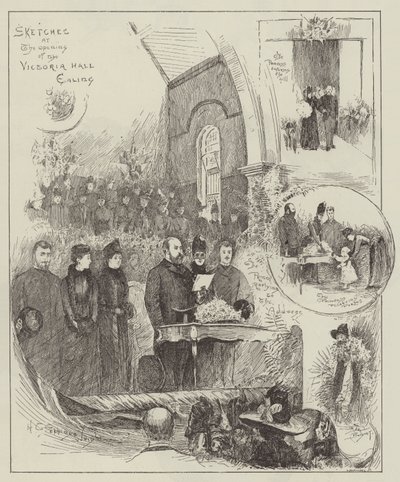 Szkice z okazji otwarcia Victoria Hall, Ealing autorstwa Henry Charles Seppings Wright