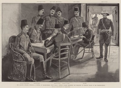 Posuwanie się w kierunku Dongoli, rada w kwaterze głównej, Wady Halfa, kapitan Watson donosi o odkryciu śladów derwiszów w okolicy autorstwa Henry Charles Seppings Wright