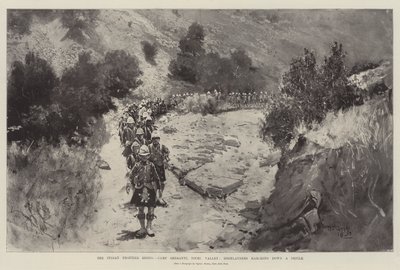 Indian Frontier Rising, Obóz Sheranni, Dolina Tochi, Górale maszerujący Defile autorstwa Henry Charles Seppings Wright
