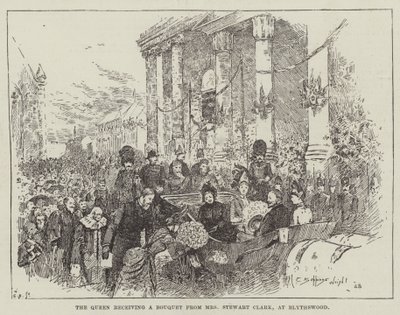 Królowa otrzymująca bukiet od pani Stewart Clark w Blythswood autorstwa Henry Charles Seppings Wright