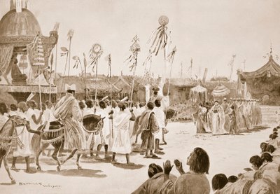 Powrót Fa Hsien, ilustracja z „Hutchinsons History of the Nations”, c.1910 autorstwa Henry Charles Seppings Wright