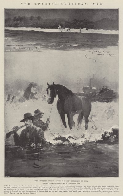 Wojna hiszpańsko-amerykańska, próba lądowania ekspedycji Gussie na Kubie autorstwa Henry Charles Seppings Wright