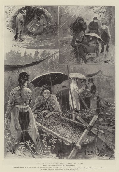 Z Distressed Hop-Pickers w Kent autorstwa Henry Charles Seppings Wright