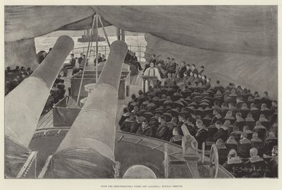 Z flotą śródziemnomorską poza Saloniką, niedzielne nabożeństwo autorstwa Henry Charles Seppings Wright