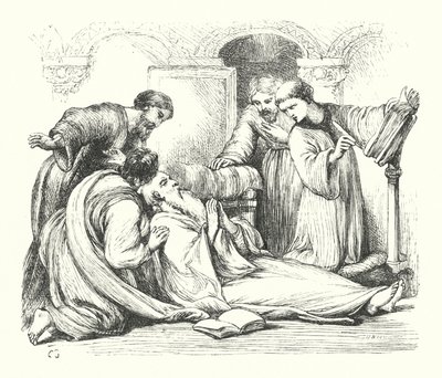 Śmierć Czcigodnego Bedy (rycina) autorstwa Henry Courtney (after) Selous