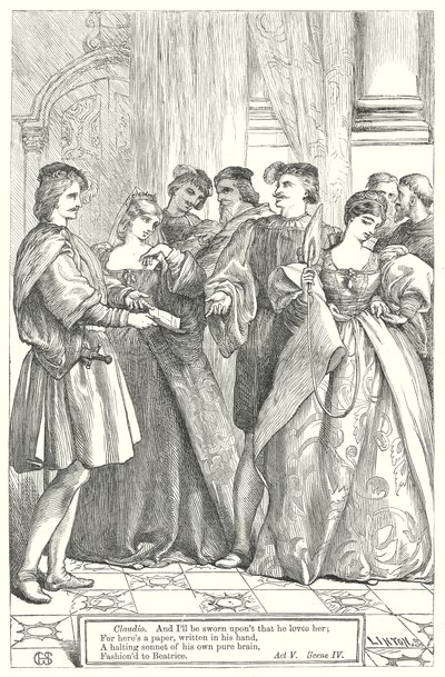 Wiele hałasu o nic (grawerunek) autorstwa Henry Courtney (after) Selous