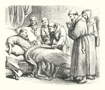 Wycliffe na łożu śmierci (rycina) autorstwa Henry Courtney (after) Selous